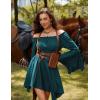 image:imageScarlet Darkness Renaissance Costume Women Pirate Peasant Off Shoulder Bell Sleeve Fairy DressPeacock Blue