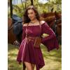 image:imageScarlet Darkness Renaissance Costume Women Pirate Peasant Off Shoulder Bell Sleeve Fairy DressWine