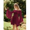 image:imageScarlet Darkness Renaissance Costume Women Pirate Peasant Off Shoulder Bell Sleeve Fairy DressWine
