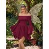 image:imageScarlet Darkness Renaissance Costume Women Pirate Peasant Off Shoulder Bell Sleeve Fairy DressWine