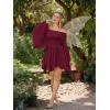 image:imageScarlet Darkness Renaissance Costume Women Pirate Peasant Off Shoulder Bell Sleeve Fairy DressWine