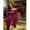 image:imageScarlet Darkness Renaissance Costume Women Pirate Peasant Off Shoulder Bell Sleeve Fairy DressWine