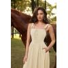image:imageScarlet Darkness Renaissance Dress Women Lace Up Cottagecore Sleeveless Long Dress Medieval CostumeApricot