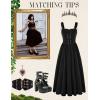 image:imageScarlet Darkness Renaissance Dress Women Lace Up Cottagecore Sleeveless Long Dress Medieval CostumeBlack