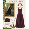 image:imageScarlet Darkness Renaissance Dress Women Lace Up Cottagecore Sleeveless Long Dress Medieval CostumeDark Red