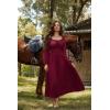 image:imageScarlet Darkness Renaissance Dress Women Long Sleeve Cottagecore Smoked Dress with PocketsDark Red