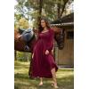 image:imageScarlet Darkness Renaissance Dress Women Long Sleeve Cottagecore Smoked Dress with PocketsDark Red