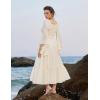 image:imageScarlet Darkness Renaissance Dress Women Long Sleeve Off The Shoulder Dress Flowy Maxi DressesApricot