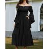 image:imageScarlet Darkness Renaissance Dress Women Long Sleeve Off The Shoulder Dress Flowy Maxi DressesBlack