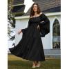 image:imageScarlet Darkness Renaissance Dress Women Long Sleeve Off The Shoulder Dress Flowy Maxi DressesBlack