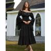 image:imageScarlet Darkness Renaissance Dress Women Long Sleeve Off The Shoulder Dress Flowy Maxi DressesBlack