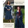 image:imageScarlet Darkness Renaissance Dress Women Long Sleeve Off The Shoulder Dress Flowy Maxi DressesDark Blue