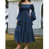 image:imageScarlet Darkness Renaissance Dress Women Long Sleeve Off The Shoulder Dress Flowy Maxi DressesDark Blue