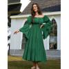 image:imageScarlet Darkness Renaissance Dress Women Long Sleeve Off The Shoulder Dress Flowy Maxi DressesDark Green