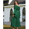 image:imageScarlet Darkness Renaissance Dress Women Long Sleeve Off The Shoulder Dress Flowy Maxi DressesDark Green