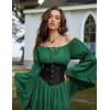 image:imageScarlet Darkness Renaissance Dress Women Long Sleeve Off The Shoulder Dress Flowy Maxi DressesDark Green