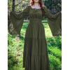 image:imageScarlet Darkness Renaissance Dress Women Long Sleeve Off The Shoulder Dress Flowy Maxi DressesOlive Green