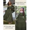 image:imageScarlet Darkness Renaissance Dress Women Long Sleeve Off The Shoulder Dress Flowy Maxi DressesOlive Green
