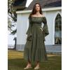 image:imageScarlet Darkness Renaissance Dress Women Long Sleeve Off The Shoulder Dress Flowy Maxi DressesOlive Green