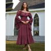 image:imageScarlet Darkness Renaissance Dress Women Long Sleeve Off The Shoulder Dress Flowy Maxi DressesPurple Red