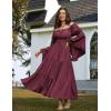image:imageScarlet Darkness Renaissance Dress Women Long Sleeve Off The Shoulder Dress Flowy Maxi DressesPurple Red