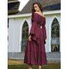 image:imageScarlet Darkness Renaissance Dress Women Long Sleeve Off The Shoulder Dress Flowy Maxi DressesPurple Red