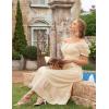 image:imageScarlet Darkness Renaissance Dress Women Short Sleeve Smocked Dresses Cotton Fairy Dress with PocketsApricot