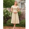 image:imageScarlet Darkness Renaissance Dress Women Short Sleeve Smocked Dresses Cotton Fairy Dress with PocketsApricot