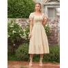 image:imageScarlet Darkness Renaissance Dress Women Short Sleeve Smocked Dresses Cotton Fairy Dress with PocketsApricot