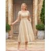 image:imageScarlet Darkness Renaissance Dress Women Short Sleeve Smocked Dresses Cotton Fairy Dress with PocketsApricot