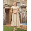 image:imageScarlet Darkness Renaissance Dress Women Short Sleeve Smocked Dresses Cotton Fairy Dress with PocketsApricot
