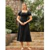 image:imageScarlet Darkness Renaissance Dress Women Short Sleeve Smocked Dresses Cotton Fairy Dress with PocketsBlack
