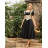 image:imageScarlet Darkness Renaissance Dress Women Short Sleeve Smocked Dresses Cotton Fairy Dress with PocketsBlack