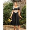 image:imageScarlet Darkness Renaissance Dress Women Short Sleeve Smocked Dresses Cotton Fairy Dress with PocketsBlack