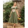image:imageScarlet Darkness Renaissance Dress Women Short Sleeve Smocked Dresses Cotton Fairy Dress with PocketsOlive Green