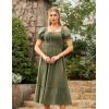 image:imageScarlet Darkness Renaissance Dress Women Short Sleeve Smocked Dresses Cotton Fairy Dress with PocketsOlive Green
