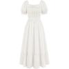 image:imageScarlet Darkness Renaissance Dress Women Short Sleeve Smocked Dresses Cotton Fairy Dress with PocketsWhite