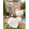 image:imageScarlet Darkness Renaissance Dress Women Short Sleeve Smocked Dresses Cotton Fairy Dress with PocketsWhite