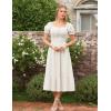 image:imageScarlet Darkness Renaissance Dress Women Short Sleeve Smocked Dresses Cotton Fairy Dress with PocketsWhite
