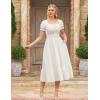 image:imageScarlet Darkness Renaissance Dress Women Short Sleeve Smocked Dresses Cotton Fairy Dress with PocketsWhite