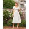 image:imageScarlet Darkness Renaissance Dress Women Short Sleeve Smocked Dresses Cotton Fairy Dress with PocketsWhite