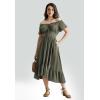 image:imageScarlet Darkness Renaissance Dress for Women 2026 Summer Spring Cotton Off The Shoulder Boho Midi DressesArmy Green