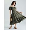 image:imageScarlet Darkness Renaissance Dress for Women 2026 Summer Spring Cotton Off The Shoulder Boho Midi DressesArmy Green