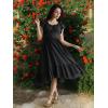 image:imageScarlet Darkness Renaissance Dress for Women 2026 Summer Spring Cotton Off The Shoulder Boho Midi DressesBlack