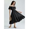 image:imageScarlet Darkness Renaissance Dress for Women 2026 Summer Spring Cotton Off The Shoulder Boho Midi DressesBlack