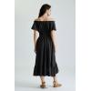 image:imageScarlet Darkness Renaissance Dress for Women 2026 Summer Spring Cotton Off The Shoulder Boho Midi DressesBlack