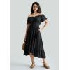 image:imageScarlet Darkness Renaissance Dress for Women 2026 Summer Spring Cotton Off The Shoulder Boho Midi DressesBlack