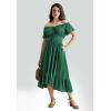image:imageScarlet Darkness Renaissance Dress for Women 2026 Summer Spring Cotton Off The Shoulder Boho Midi DressesGreen