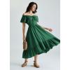 image:imageScarlet Darkness Renaissance Dress for Women 2026 Summer Spring Cotton Off The Shoulder Boho Midi DressesGreen