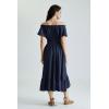 image:imageScarlet Darkness Renaissance Dress for Women 2026 Summer Spring Cotton Off The Shoulder Boho Midi DressesNavy